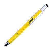 Shai Multitool Pen Stylus Pen 6-in-1. Men Gift [Functions as Touchscreen Stylus, Ballpoint Pen, 4" Ruler, Level, Phillips Screwdriver, Flathead] from Mother, Son & Daughter. Yellow