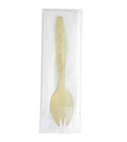 Perfect Stix Green Spork 165 Kit-50ct Birchwood Compostable Cutlery Spork Wrapped with Napkin (Pack of 50)