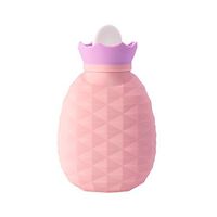 Pineapple Shape Hand Warmer Silicone Hot Water Bottle Add Water Warm Hand Treasure Bags (Pink)