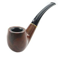 SimpleLif Traditional Style Handmade Tobacco Smoking Pipe Bent Round - Ebony Wood