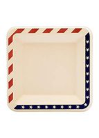 [1000 COUNT] 6.5" inches American Contemporary Bagasse Eco Disposable White Plates - Natural Sugarcane Fibers Compostable Environmental Friendly Paper Plastic Alternative 100% by-product (USA Flag)