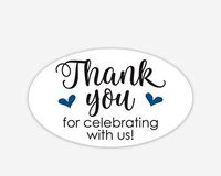 Oval Thanks for Celebrating with Us Stickers, Wedding and Event Favor Labels (#265-NV-OV)