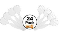 Exquisite Combo Pack of 24 Heavy Duty Disposable Plastic Serving Forks & Spoons The Serving Utensils are 8.5" inches Long & 2.2" Inches Wide with a Classic Clear Look that is Perfect for Any Occasion