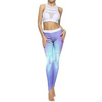 ▶HebeTop◄ Lady's Printed Wide Waistband High Compression Workout Yoga Leggings