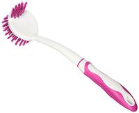 OUNONA Shoes Cleaning Brushes Double Sided Long Handle Wash Cleaner Scrubber (Pink)