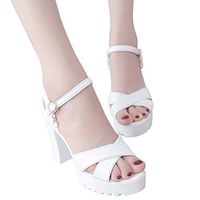 Amlaiworld Women Heels Sandals Open Toe Platform High Heels Wedges Sandals Buckle Slope Sandals Summer Dress Shoes White