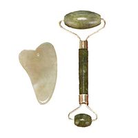 Ujuuu Jade Gua Sha Massgae Tool Set, Including Facial Jade Massager Roller Tool and Body Gua Sha Board Therapy Tool, Pack of 2