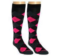 Maternity Compression Socks (Medium, Argyle: Black/Gray/Neon Pink)