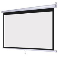 White Manual Pull Down Projection Screen 100" Diagonal 16:9 Wide View Wall Ceiling Mount Steel Case for Home Movie Theater Office Video Presentation Projector