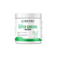 Nutrii Organic Green Superfood with Digestive Enzymes, Turmeric and Ashwagandha, Natural Immunity, Antioxidant, Veggie and Vitamin Supplement, Men and Women, Vegan (20 Servings, Lemon-Mint Flavor)
