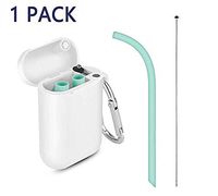 Laleonpame 2 pack Collapsible Straw, Stainless Steel Reusable Foldable Drinking Straws,Upgraded Cleaning Brush for Party, Travel, Household, Outdoor, (Black Blue)