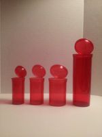 4 Pack Medical Squeezetops® Medicine Bottle Wellness Containers 13 Drams, 19 Drams, 30 Drams, 60 Drams Assortment of Colors (Red - Transparent)