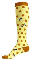 Compression Socks Women & Men 20-30mmhg by Wave (Honey Bees, S/M)
