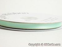 BBCrafts Mint with Gold Edge Satin Ribbon Lurex Edge 3/8 inch 50 Yards