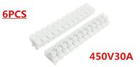 6pcs 450V 30A 12P Double Row Covered Barrier Screw Terminal Block Strip