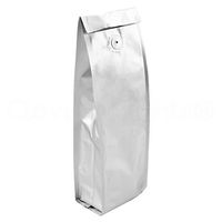 50 Pack - CleverDelights Silver Coffee Bags with Degassing Valve - Side Gusset - 1Lb (16oz) Bags
