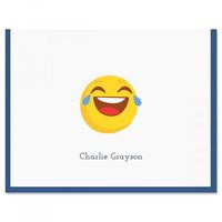 Personalized Navy LOL Emoji Kids Note Cards - Set of 24, 4-1/4" x 5-1/2" Blank-Inside notecards