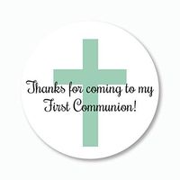 40ct - 2" First Communion Stickers, Thanks for Coming Labels, Choose Your Color (#296-G)