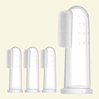 Ugthe Infant Products 2Pcs Baby Infant Toothbrush Silicone Finger Cot Cover Tongue Cleaning Brush Tool