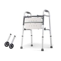 Rolling Walkers Walker Thick Aluminum Walker Foldable Elderly Disabled Four Corner Auxiliary Walker (Color : White, Size : 505082cm)
