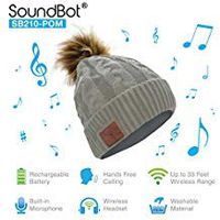 SoundBot¨ SB210 HD Stereo Bluetooth 4.1 Wireless Smart Beanie Headset Musical Knit Headphone Speaker Hat Speakerphone Cap,Built-in Mic (POM/Light Gray)