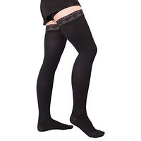 +MD Non-slip Medical Graduated Compression Socks 15-20mmHg Thigh High Support Socks for Women - Varicose Veins, Blood Circulation, Air Travel BlackXL