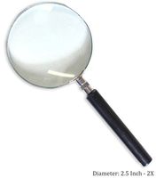 PIN POINT 2.5" Diameter Lens, 2X Power, Metal Rim Magnifier With Black Plastic Handle - MG8776