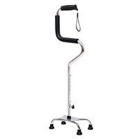 Adjustable Retractable Quad Cane for Right Or Left Hand Use, Light Anti-Skid Sticks Aluminum Alloy, Elderly Walker,Silver