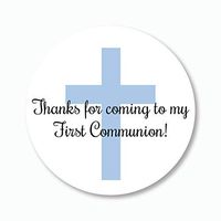 40ct - 2" First Communion Stickers, Thanks for Coming Labels, Choose Your Color (#296-B)