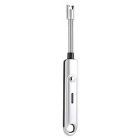 Garosa Electric Arc Lighter USB Rechargeable Flameless Electronic Lighters 360°Extra Long Flexible Neck Windproof Camping Grilling BBQ Stovetop Fireworks Safety Case No Spark & Smell (Silver)