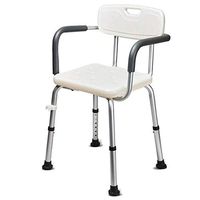 Non-Slip Shower Stool Disabled Bath Stool with Removable Backrest and Armrests Height-Adjustable Non-Slip Bathroom Seat - Assists The Elderly Children Women Comfortable