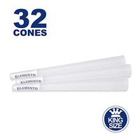 Elements 32 King Size Rice Cones - W Gallery Box - Ultra Thin 109mm Pre Rolled Cones, 26mm Filter Tips, Natural White Unbleached Unrefined Rolling Papers, Bulk Pack Bundle, Compare RAW 110mm KS