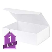 White Hard Gift Box with Magnetic Closure Lid 10.5" X 7" 3" Gift Boxes with White Glossy Finish (1)