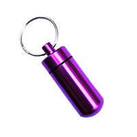 qiguch66 Metal Pill Box Case Stainless Steel Pill Organizer for Outdoor Travel Camping Waterproof Case EDC Outdoor Emergency Medicine Drug Box Tank with Keychain Purple