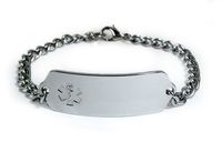 Heart STENTS Medical ID Alert Bracelet with Embossed Emblem from Stainless Steel. Style: Classic Wide, Premium Series.