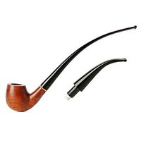 Churchwarden Tobacco Pipes with Two Mouthpiece Stem Long Wooden Pipe Tube 9mm Filters 10 Cleaning Tools Pipe Screen Filter Scraper Brush Knife Stand Holder Rack Bag
