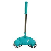 NHSUNRAY 3 in 1 Household Hand Push Automatic Sweeping Robot Broom Dustpan and Trash Bin, Multi-Functional Floor Vacuum Cleaner without Electricity (Blue)