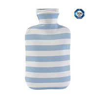 Khemn 2L 100% Explosion-Protection Odorless Hot Water Bottle with Organic-Cotton Cover, Great for Hot and Cold Therapy, German TÜV Certification (Blue)
