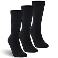 Socks Daze Diabetic Socks for Men Women, Medical Circulation Crew Mid Calf Socks with Seamless Toe and Non-Binding Top 3 Pairs Black M/L