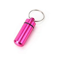 DEALPEAK Key Ring Chain with Box Waterproof Pill Medicine Outdoor Storage Holder Capsule Keychain with Container (Pink * 2 Pcs)