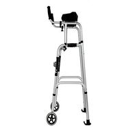 XIHAA Elderly People Standard Walkers Foldable Walker Adjustable Walking Assist Equipped Wheels Equipped with Arm Rest Pad for The Limited Mobility with Disabled(Double Wheel)
