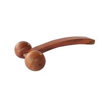 Handheld Muscle Relaxation Wooden Long Handle Massager with Balls, Brown Color Handheld Acupressure Roller, Stress Pain Relief One Side Roller Massager 10 Inch