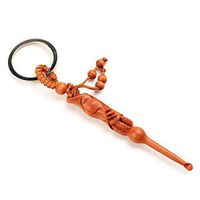 ALXDR Ear Pick Cleaner Keychain, Wooden Ear Spoon Ear Wax Removal Tool with Delicate Carvings,Lotusleaf