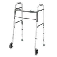 Deluxe Two-Button Folding Walker, Wheels Installed, Youth - Carton of 4