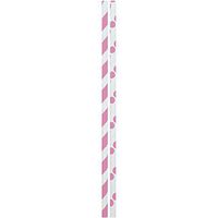 JAM PAPER Color Paper Straws - 7 3/4 x 1/4 - Pink Stripes & Dots - 24/Pack