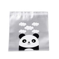 NUOBESTY 100pcs Clear Cellophane Bags Self-Adhesive Sealing Panda Cookie Bags Animal Gift Bags Pouch Packaging Bags for Biscuit Cookie 18x10
