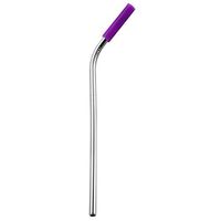 Stainless Steel Drinking Straws, Iuhan Reusable Ultra Long 8.46Inch Drinking Metal Bent Straws for 20 Oz/30 Oz Cups with Silicone Tips (Purple)