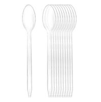 Cornucopia Plastic Ice Cream Spoons Long-Handled (100-Pack); Bulk Clear Disposable Soda and Sundae Spoons with Long Handles