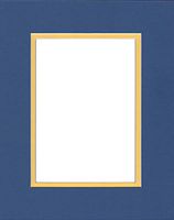 Pack of (2) 20x24 Double Acid Free White Core Picture Mats Cut for 16x20 Pictures in Royal Blue and Yellow