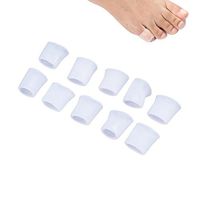 Heallily 5 Pairs Toe Sleeves Silicone Gel Tube Finger Seperator Protector Compression Cushion Toe Relief Sleeves for Corn Calluses Blister Running (White Open Sleeveï¼‰